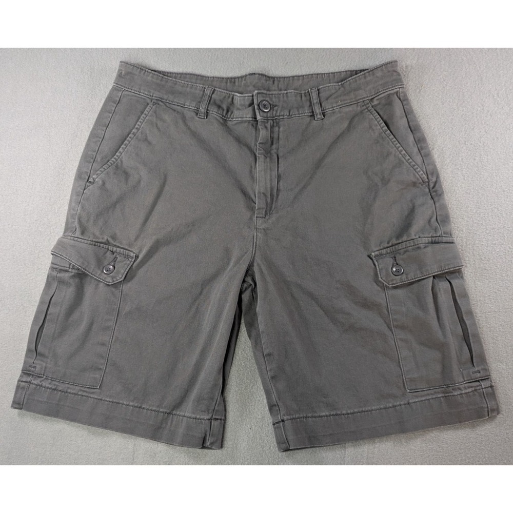 St. John's Bay Mens 34 Cargo Shorts Grey Charcoal Stretch Cotton Flat Front 6 Pk